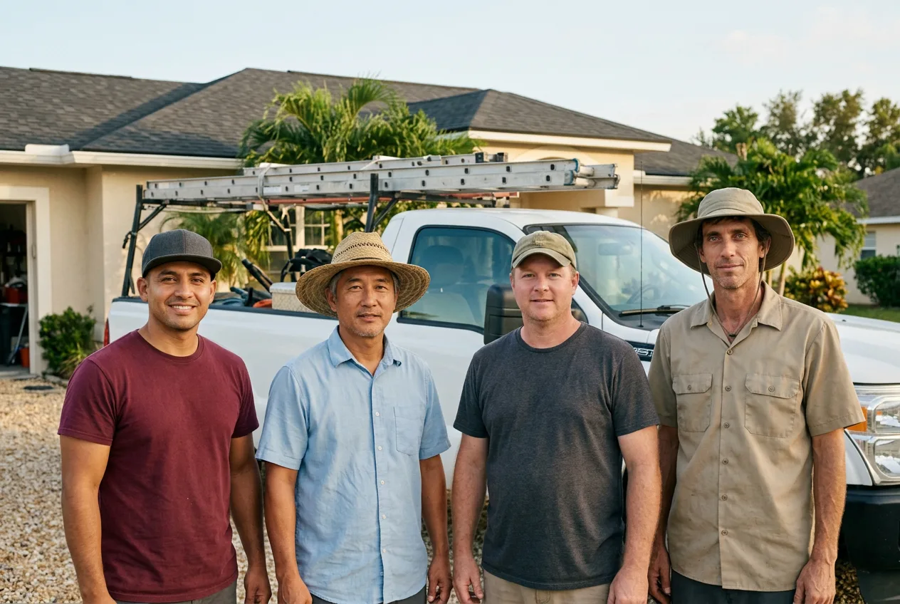 The Faith Driven crew in front of their work truck